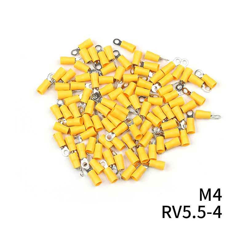 10/50/100Pcs Yellow RV5.5 M4-M8 Ring Crimp Terminal Insulated Electric Cable Wire Connector 12-10AWG