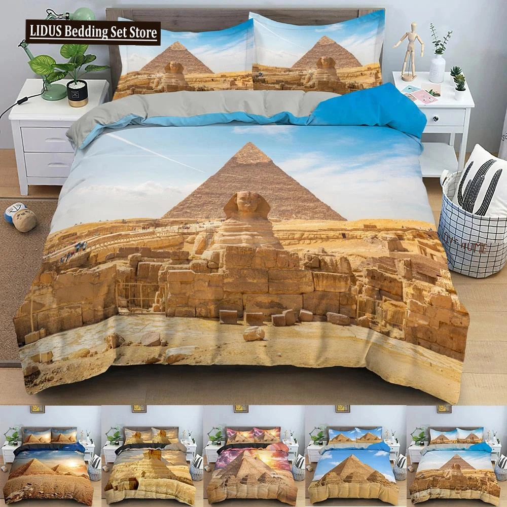 

Pyramid Duvet Cover Ancient Egyptian Bedding Set Classical Architecture Comforter Covers Twin King ​Size Quilt Cover Bedclothes