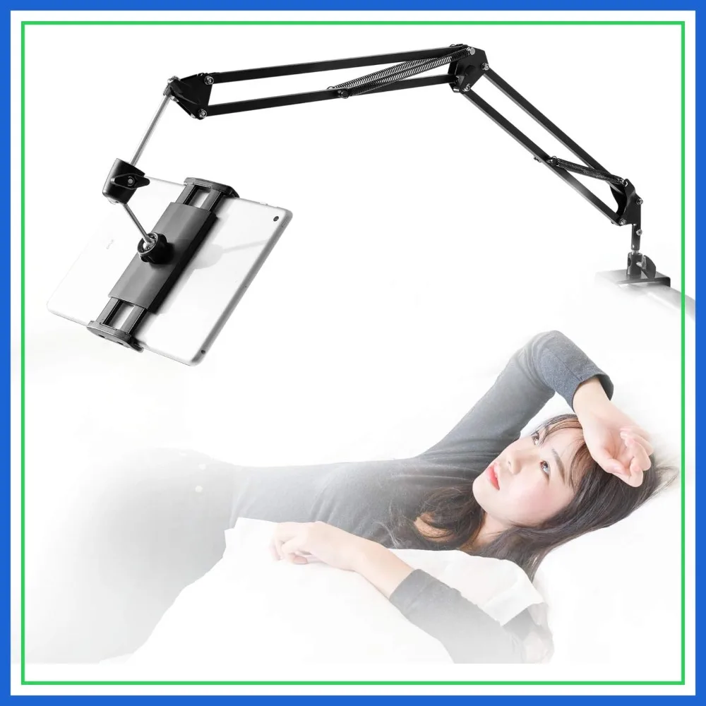 

360° Rotating Tablet Stand for Bed, Adjustable Aluminum Arm Holder for iPad, iPhone, Kindle, 4.7-12.9 inch Devices