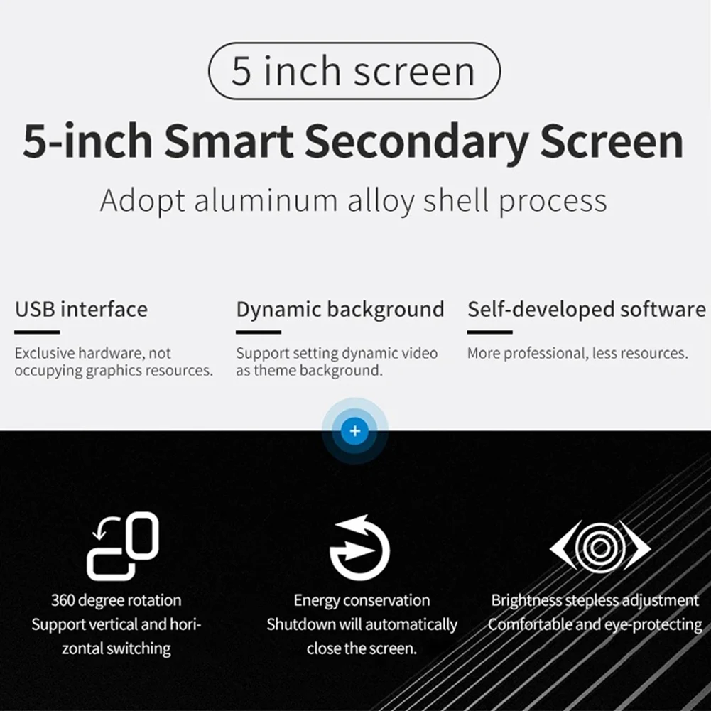 ABZJ 5 Inch IPS Type-C Secondary Screen Dynamic 800x480 LCD Display CPU GPU RAM HDD Monitoring Freely AIDA64 White