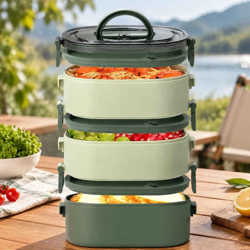 3-Tier 1600ml Leakproof Lunch Box for Children, Microwave-Safe Bento Container Perfect for School, Travel, and Outdoor Dining