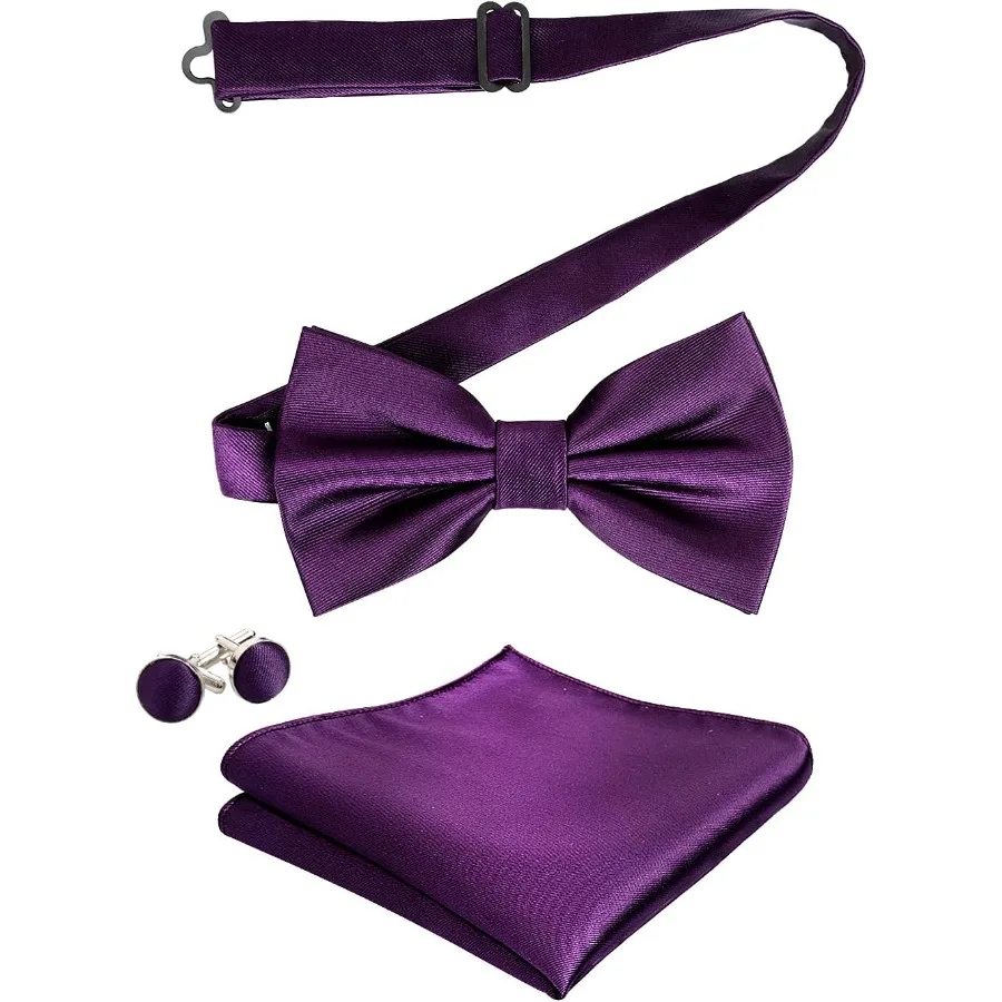 مجموعة ملابس رسمية أنيقة للرجال تتضمن ربطة عنق سهرة وجيب مربع وأزرار أكمام مثالية لمناسبات BlackTie وحفلات الزفاف والجل