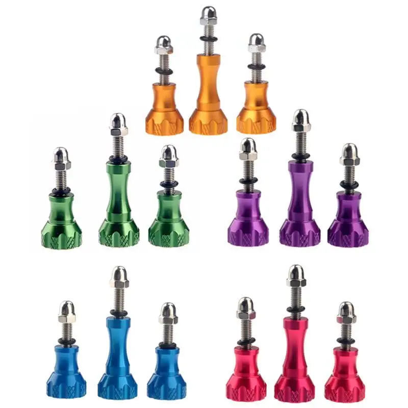 3Pcs Aluminum Thumb Knob Bolt Screw 2 Short + 1 Long For 7 6 5 4 Yi 4K Sjcam SJ4000 H9 Case Tripod Mount Cam Accessory