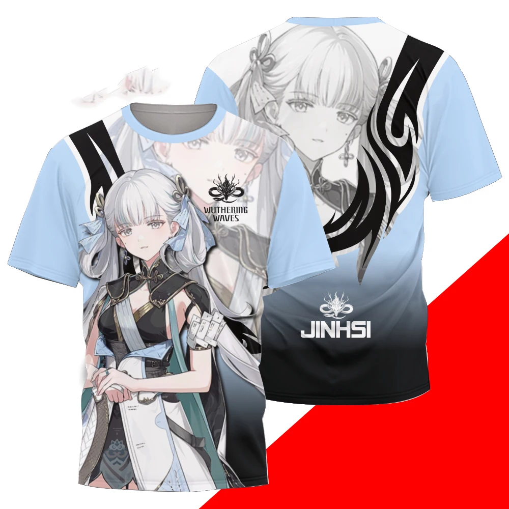Hip Hop Game Wuthering Waves Shorekeeper Cosplay T-shirt 3D Changli Print Anime Top Summer Men Women Short Sleeve O-Neck Tee
