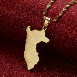 Peru Map Wity City Name Pendant Necklaces Peruvian Jewelry