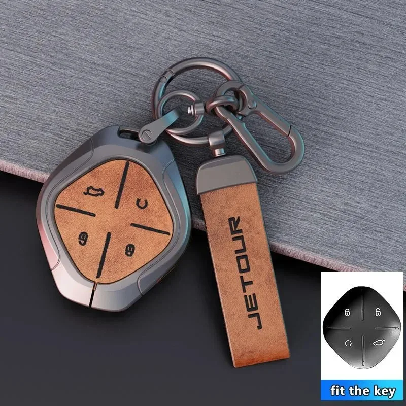 For Chery Jetour Dashing IDM I-DM X-1 Plus Zinc Alloy Leather Car Key Full Case Remote Shell Bag Cover Metal Buckle Accessories