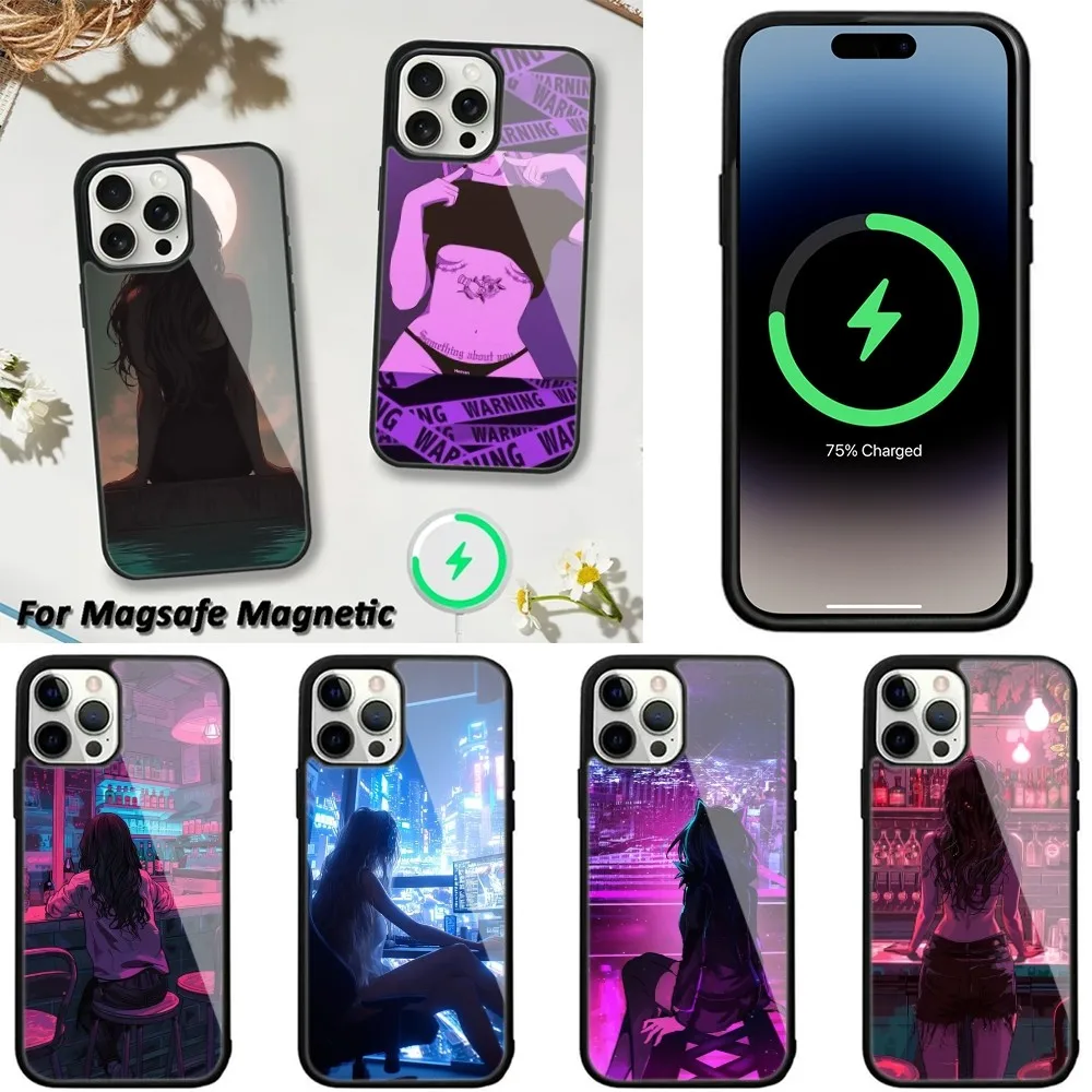 

cartoon girl Phone Case For iPhone 15,14,13,12,11 Pro Max Plus Cases Wireless Charging