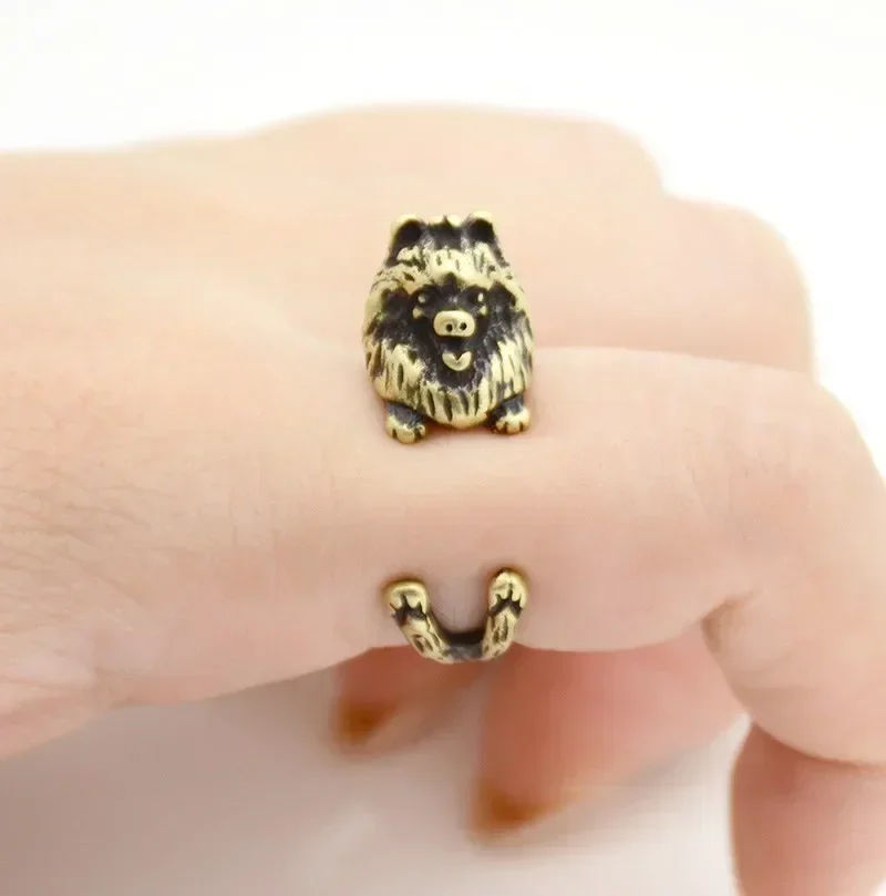Adorable Vintage Pomeranian German Spitz Klein Dog Ring Unique Pet Lover\'s Jewelry Adjustable Perfect Gift for Dog Enthusiasts