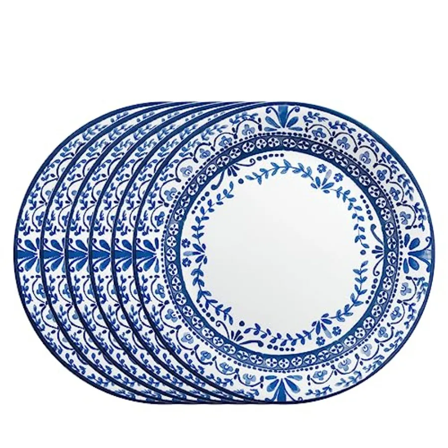 

Vitrelle 6 PIECE Dinner Plates Set Triple Layer Glass and Chip Resistant Lightweight Round Plates Portofino