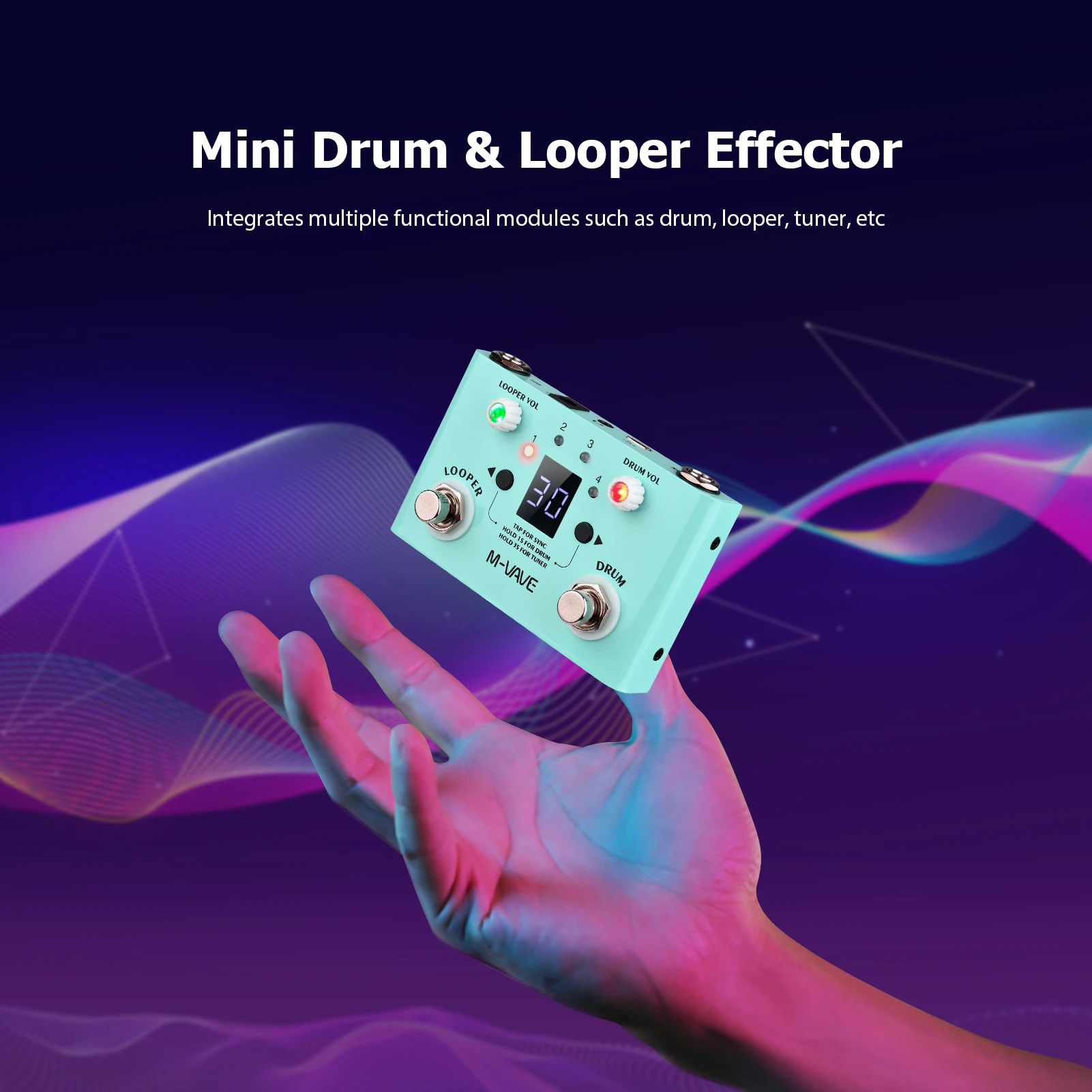 M-VAVE LOST TEMPO Effect Pedal Drum & Looper Effector Mini 2-in-1 Looper & Drum Machine Double Footswitch Looper Pedal Looper Gu