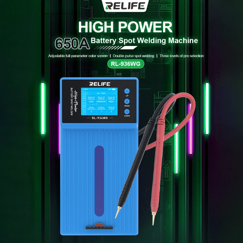 

RELIFE RL-936WG Battery Spot Welding Machine High power 650A, Double Pulse Spot Welding Repair Tools