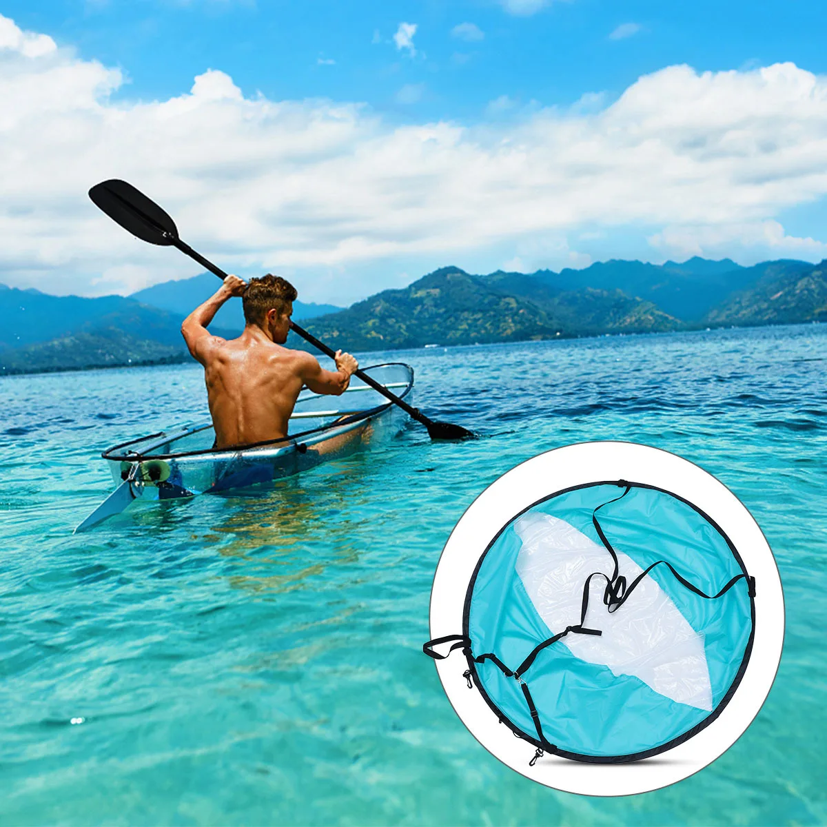 1 قطعة اكسسوارات كاياك شراع قابل للطي مادة قوية تصميم مدمج حماية من الأشعة فوق البنفسجية زوارق نافذة واضحة قوارب قابلة للنفخ #1