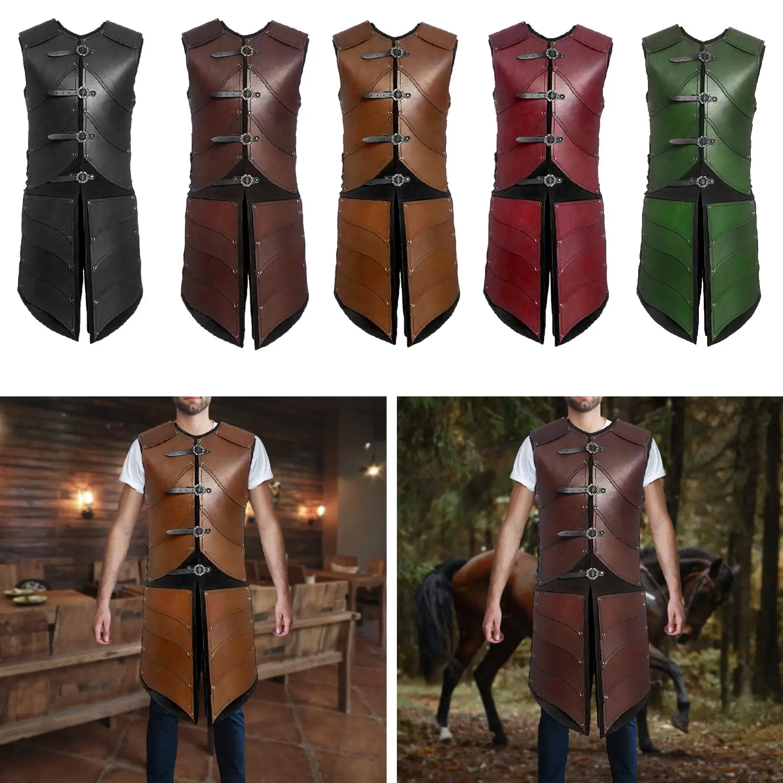 

Medieval Viking Gothic Vest Armor PU Leather Cosplay Accessory