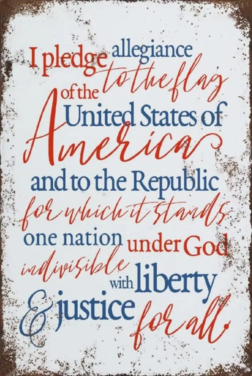 q1, забавный американский металлический жестяной знак Allegiance, красный, белый и синий, художественный, цифровой, патриотический, жестяной знак для печати, США, ретро-стиль, Farmh