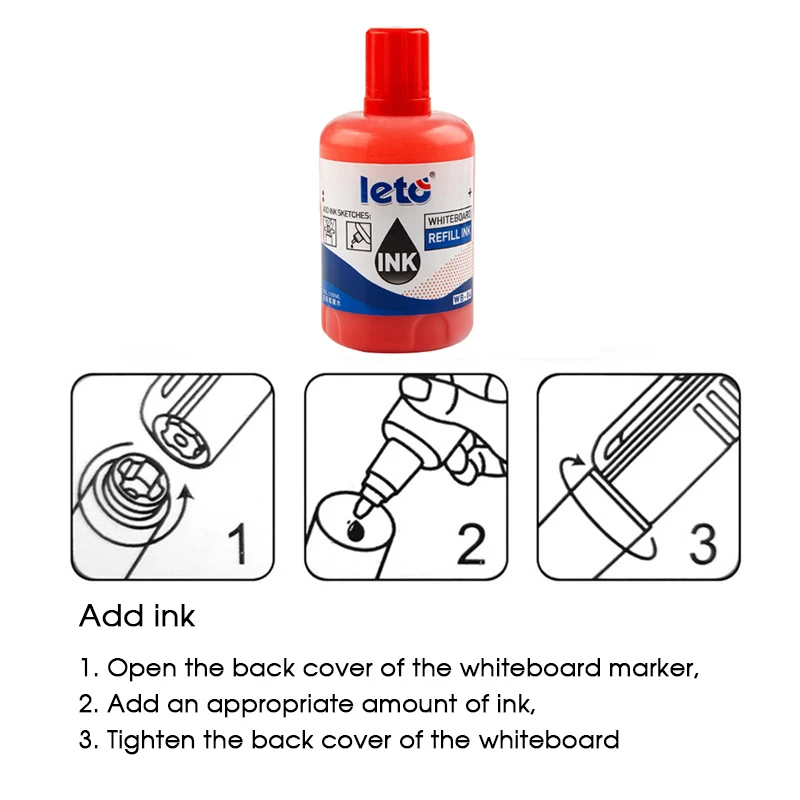 1 Box 100ml Whiteboard Marker Ink Refill Fluids Red Blue Black Green Colors Compatible with All Erasable Whiteboard Markers
