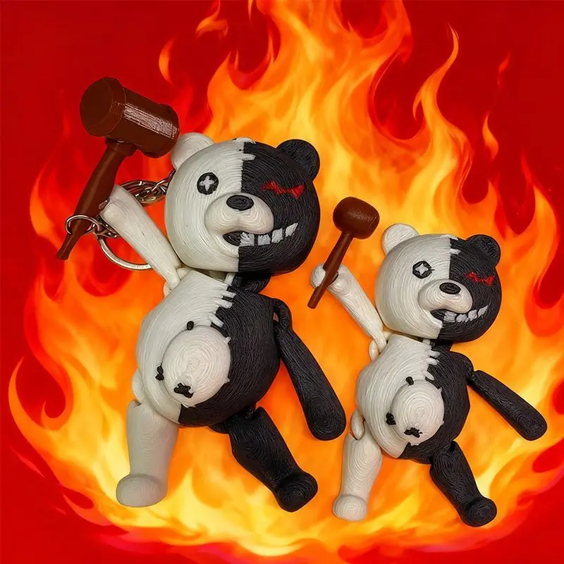 New Black and White Bear Plastic Pendant Danganronpa Fifth Personality Fan-Made Creative Articulated Movable