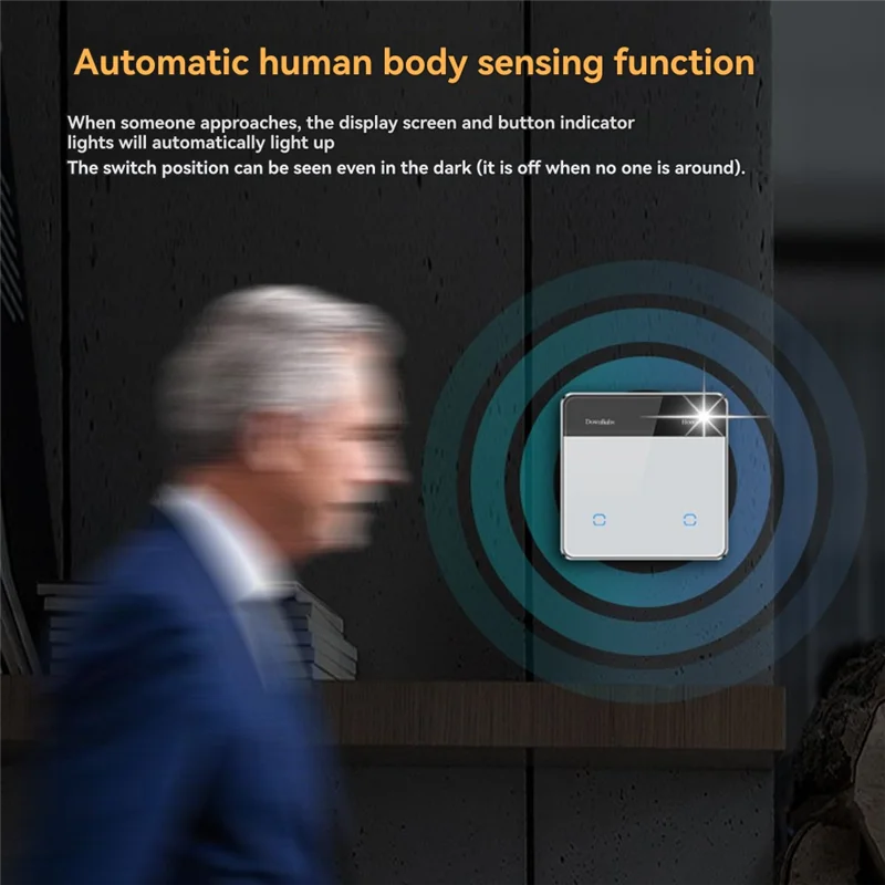 A29F-Glass Touch Switch Tuya Smart Home Wifi Display Light Switch For Google Alexa Three-Way Control