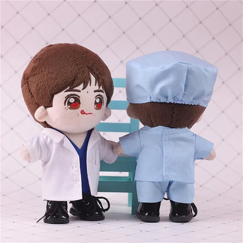 20cm Doll COS doctor clothes Suit Blue / white Doctor Costume Cosplay Fit For 20cm Plush Doll Toy Doll Accessories