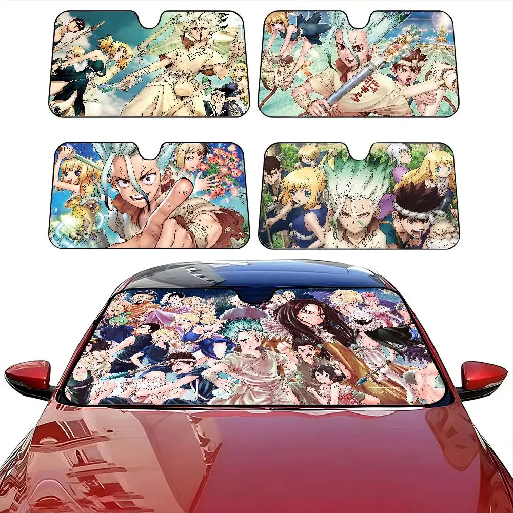 

D-Dr STONE Windshield Sunshade Anime Cute Car Front Windshield 70x130cm Sun Visor Heat Reflector