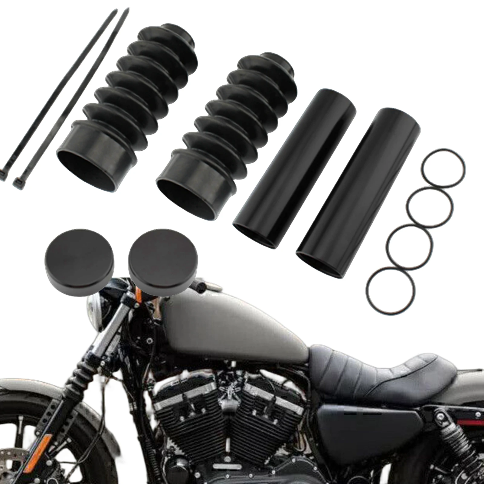 Kit de couverture d'amortisseur de capuchon de tube de fourche de moto, Harley Davidson XL sous C btsous X Quarante-lecture