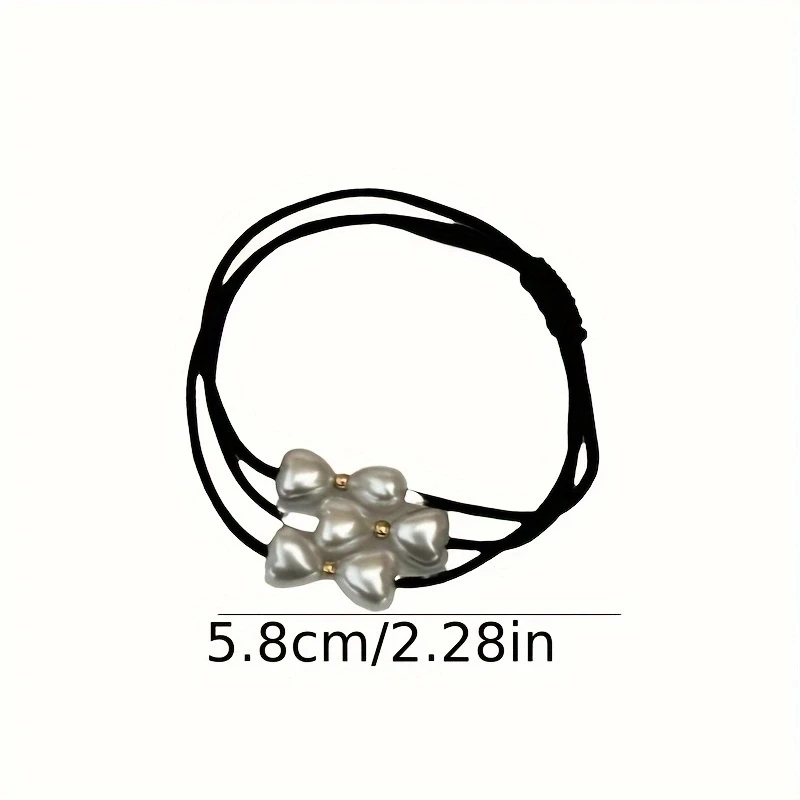 5pcs/set Pearl Hair Ties Heart Bow Beaded Rubber Bands Basic Elastic Hair Band Ponytail Holder Women Hair Accessories