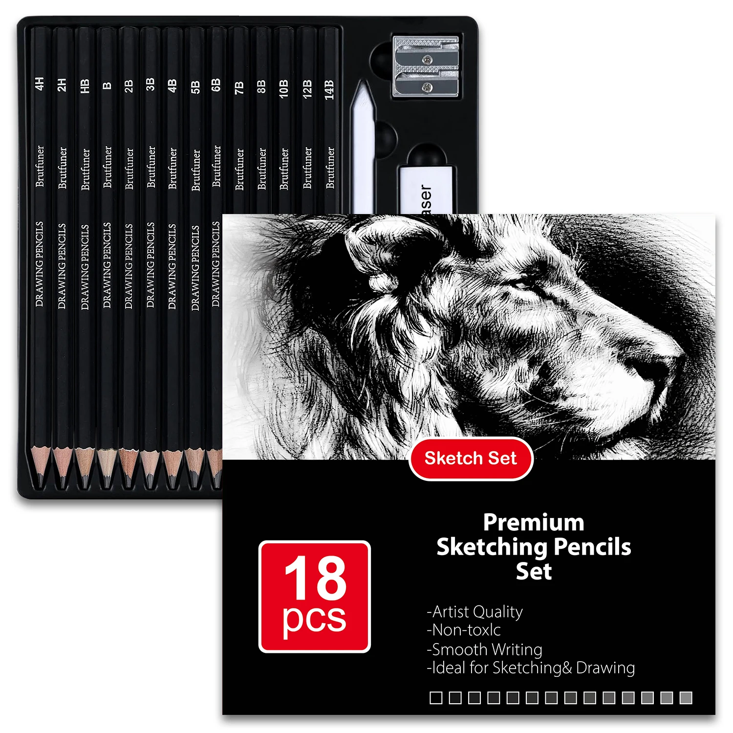 مجموعة رسم مكونة من 14-58، لوازم رسم فنية احترافية مع كراسة رسم ثلاثية الألوان، جرافيت، قلم فحمي، مثالية للتظليل #1