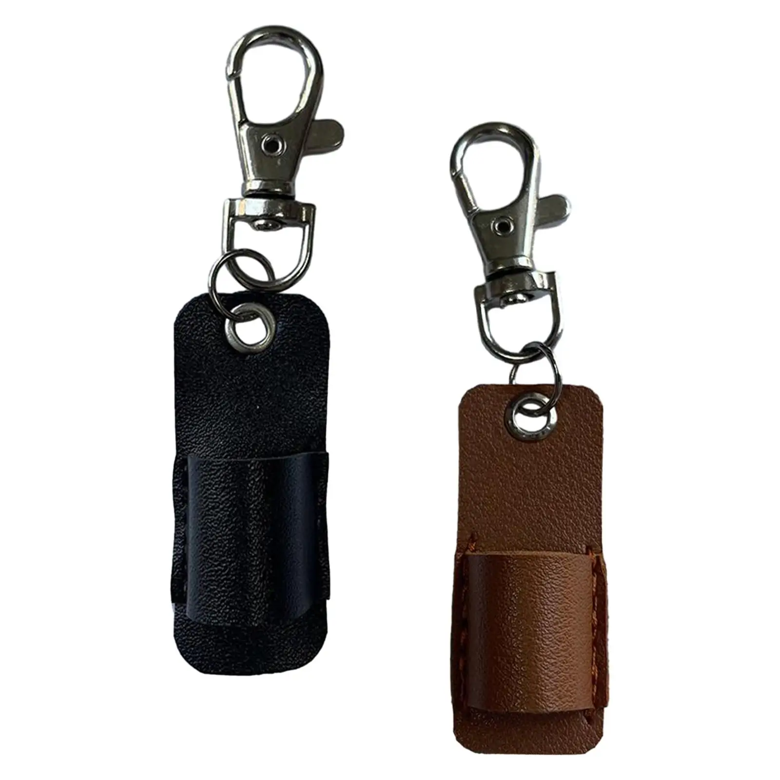 Portable Lanyard Pen Holder PU Leather Badge Pencil Case Neck Strap ID Card Keychain Organizer for Office School Teacher Gift
