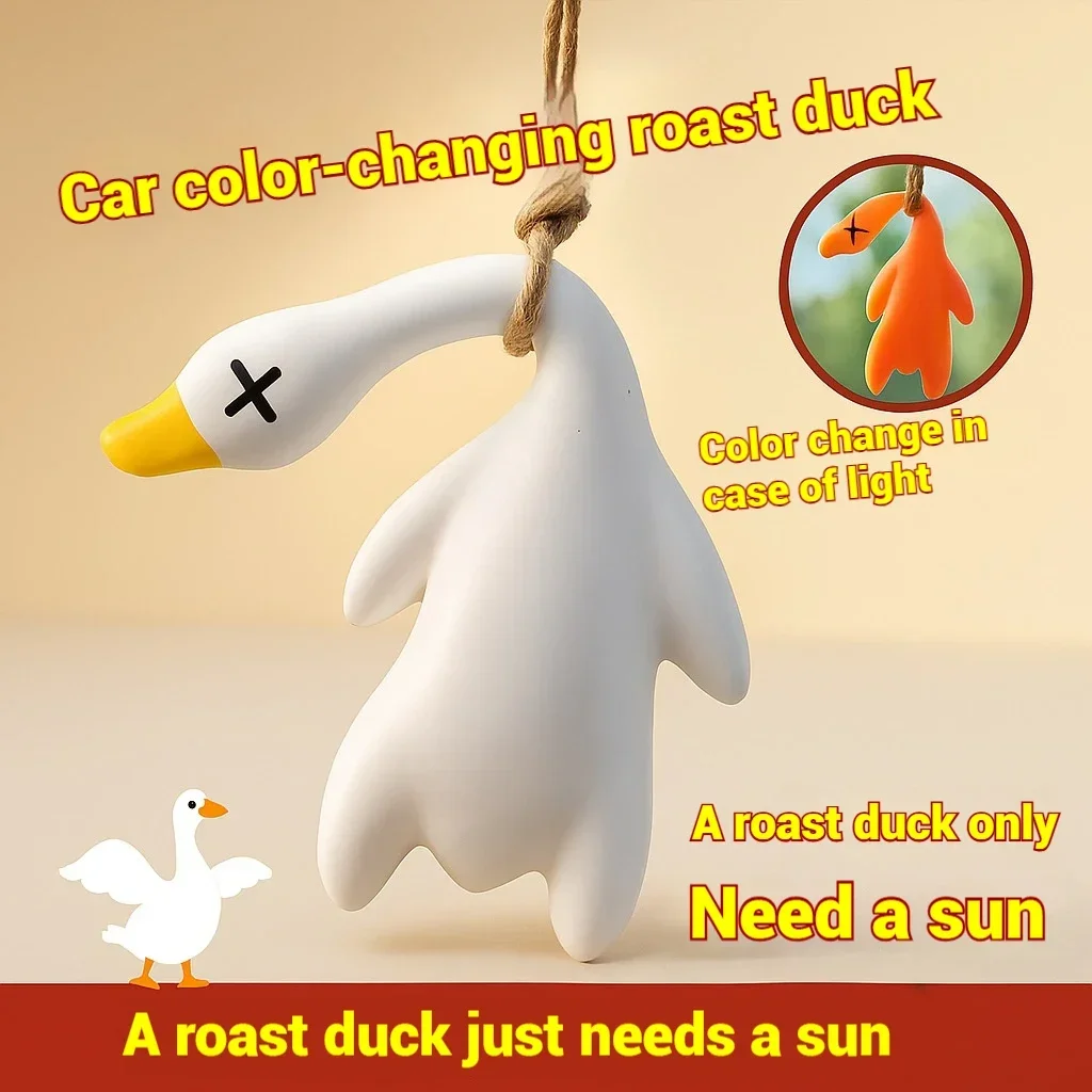 1/2pcs Color changing Roast Duck Car Pendant Creative Car Rearview Mirror Duck Hanging Decoration Electric Car Accessories