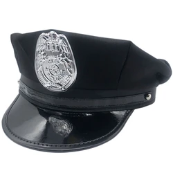 Fashion for Police Hat Octagonal Hat Stage Show Cap with Badge Stage Performance Cap for Masquerade Party