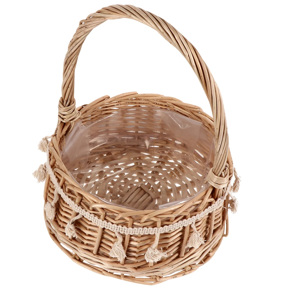 

Rattan Flower Basket Round Large 20cm Princess Blue Storage Woven Baskets Handles Picnic Easter Wedding