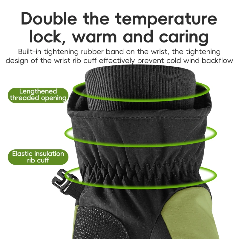 ROCKBROS gants de cyclisme d'hiver coupe-vent chauds thermiques avec boucles pour écran tactile pour hommes et femmes pour le cyclisme et le ski