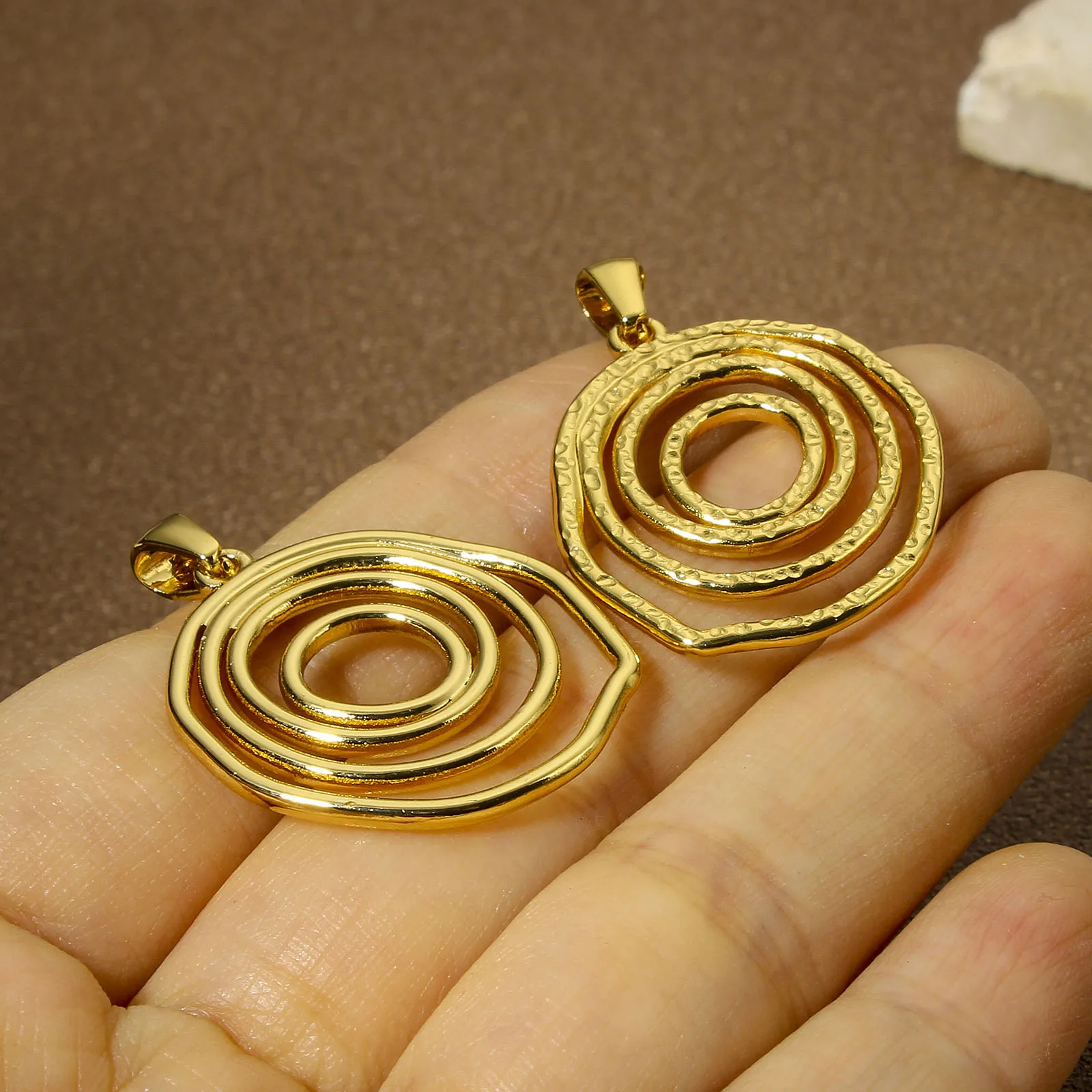 1pc 304 Stainless Steel Charms Gold Color Irregular Round Heart Hollow Pendant DIY Necklace Earrings For Women Jewelry Findings