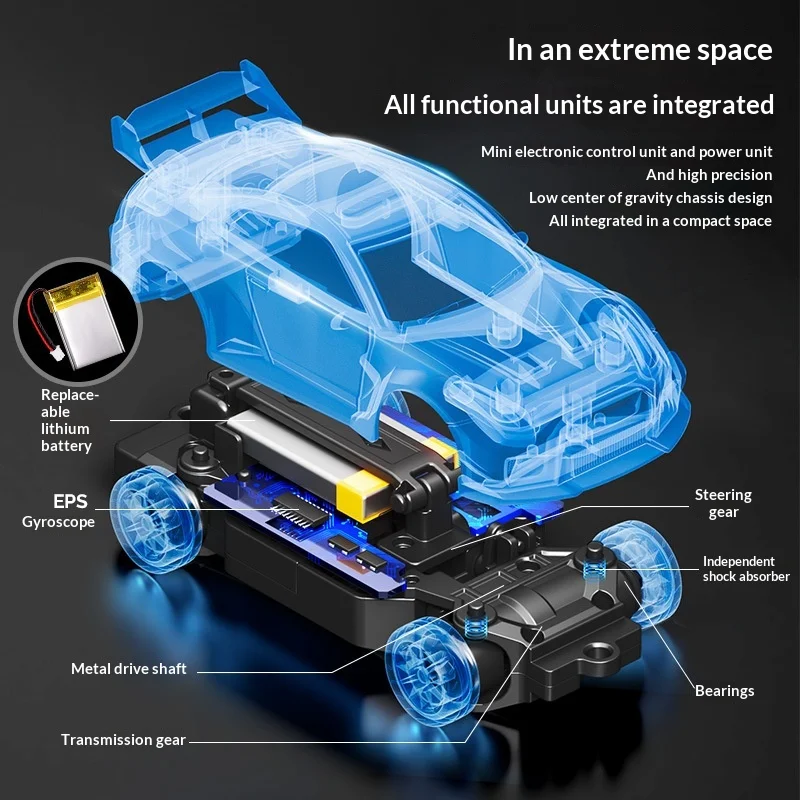 1:43 Proportional Alloy Four-Wheel Drive Remote Control Drift Car Gyroscope Remote Control Toy With Shock Absorber Spring Specia