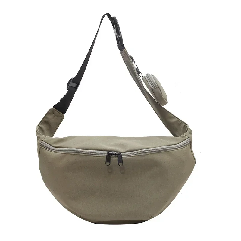 Nylon Rits 2024 Nieuw Product Heuptassen Effen Kleur Neutrale Stijl Veelzijdige Casual Crossbody Tas Zachte Eenvoudige Trendy Borsttas