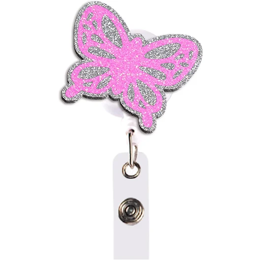 Fashion Color Glitter Acrylic Reel Clip Badge Retractable for Lab Researcher Work ID Card Holder Medical Supply Accessory Work