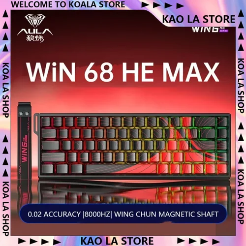 Imagen 2 del producto Aula Win60 Win68 He teclados con interruptor magnético 8k Rgb teclado mecánico para jugar con cable intercambiable en caliente personalizar regalos para PC Esports