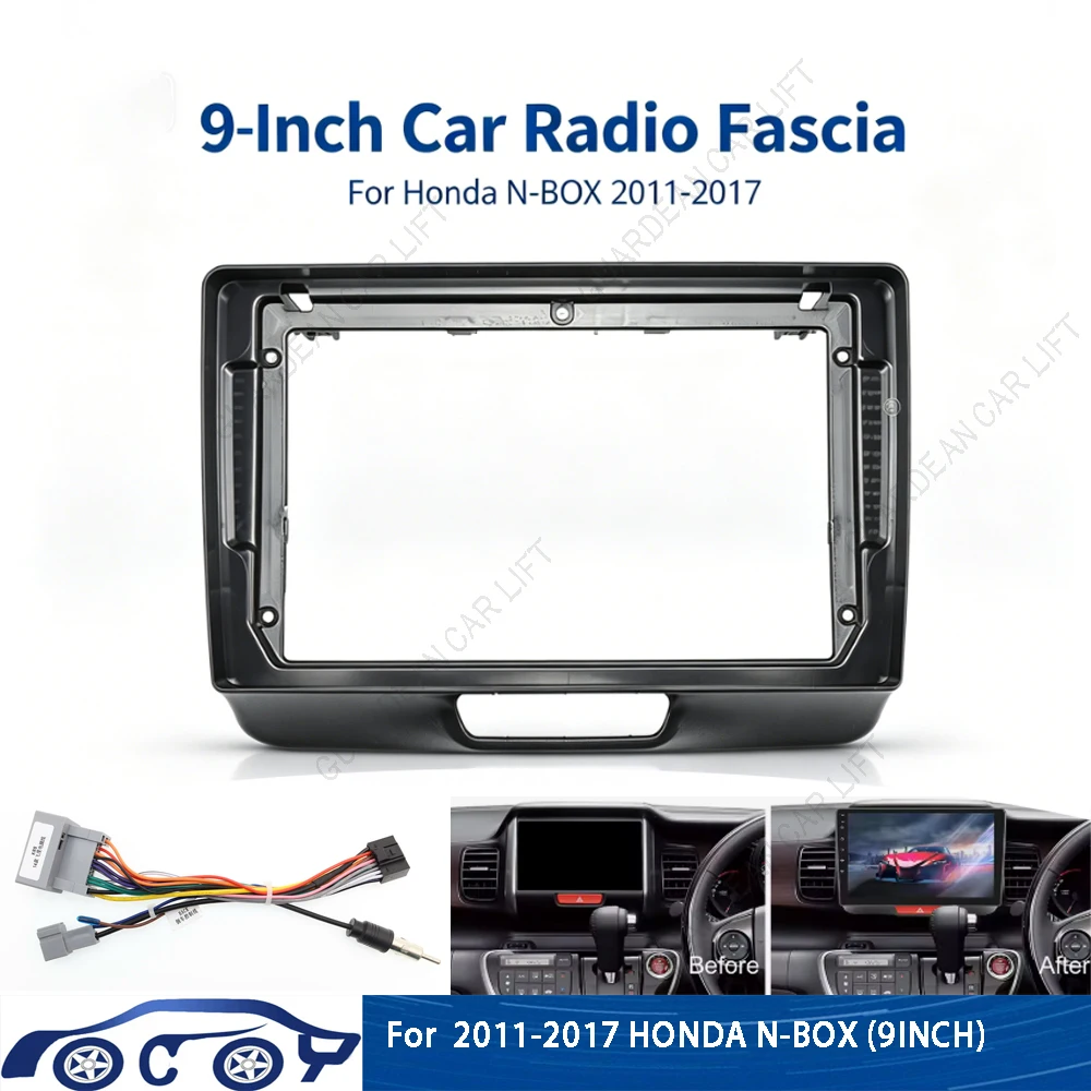 9Inch Car Radio Fascias For 2011-2017 HONDA N-BOX Android Stereo Frame Panel With Cable