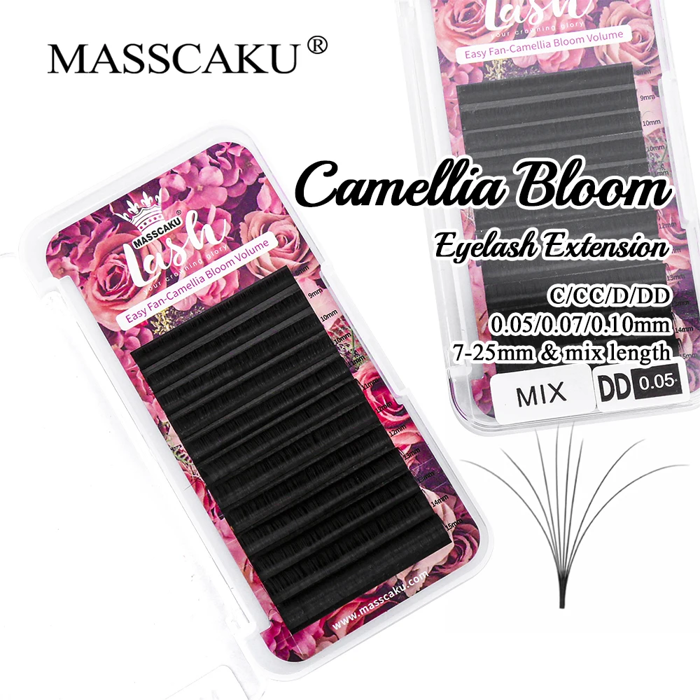 

MASSCAKU One Second Blooming Eyelash Extensions Faux Mink C CC D DD Curl Private Label Silk Soft Professional Self-fans Lashes