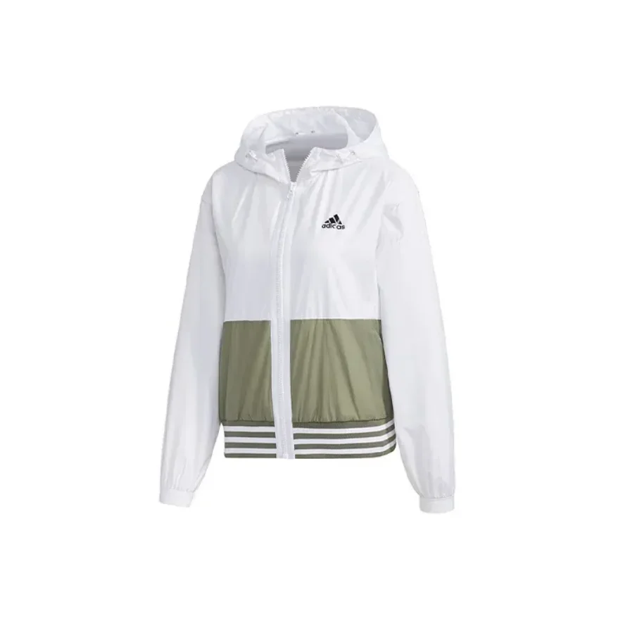 adidas MH FEM WB Hooded Patchwork Woven Windproof Jacket Coat Women's White