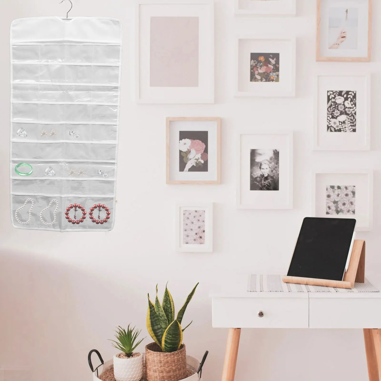72-Grid Jewelry Storage Bag Dual-Sided Hanging Organizer For Earrings Necklaces Bracelets Hair Accessories Home Jewelry