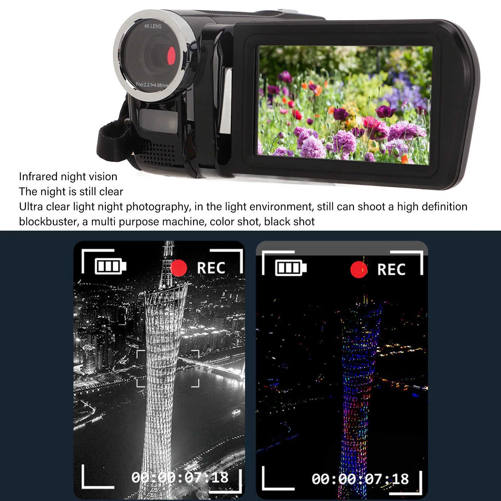 3inch  Screen Digital Video Camera 13MP 4K HD DV Camera Night Vision Recording Camera Videos Shooting Cameras 4K Video Camera