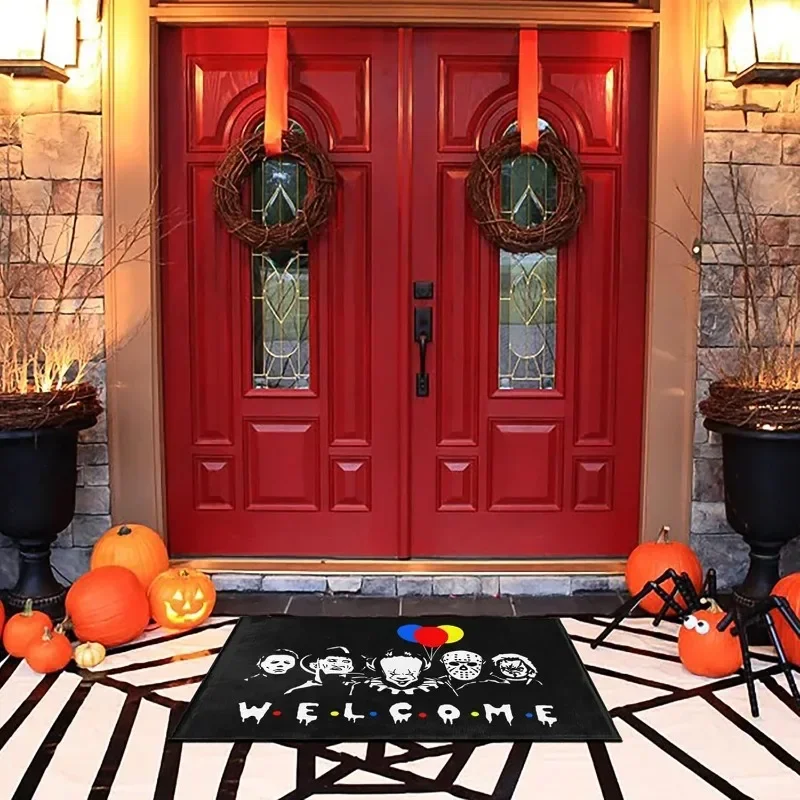 Halloween Doormat Scary Welcome Door Mats Horror Holiday Party Decorating Supplies Washable Waterproof Easy To Clean Entry Mat