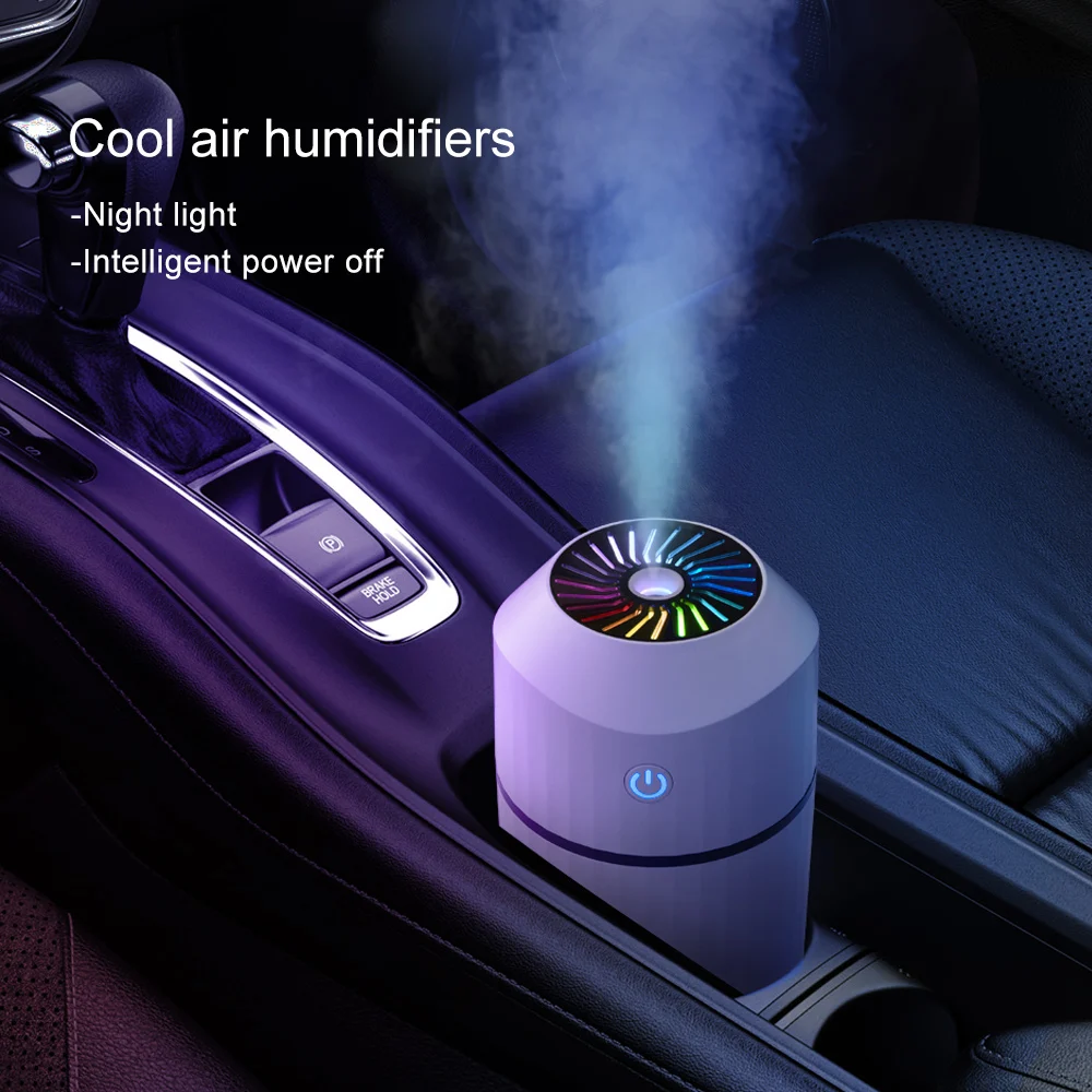 Portable Car Air Humidifier Auto Air Purifier Aromo with LED Light for Home Office Nano Spray USB Ultrasonic Mute Clean Air Care