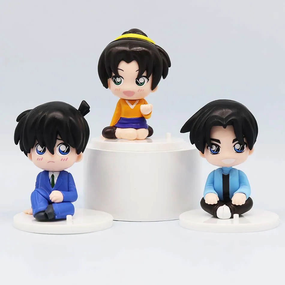 7.5cm Q Ver. 8 Pcs/Set Detective Conan Anime Figures Childhood Kuroba Kaito Conan Edogawa Car Desktop Ornaments Collection Toys