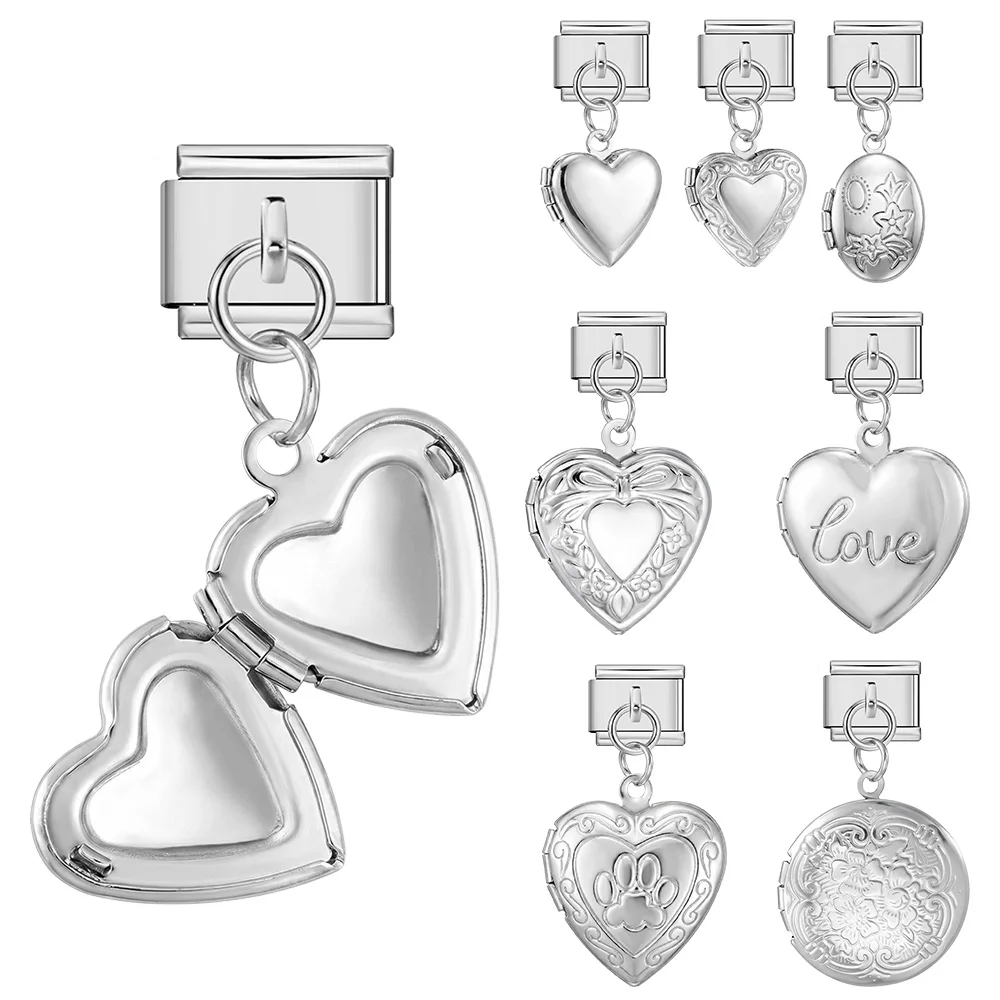 1 Stück Personalisierter Foto-Medaillon-Anhänger, Italienischer Charm-Anhänger, passend für 9mm Edelstahlarmbänder, DIY-Perlen-Schmuck – Detail 2