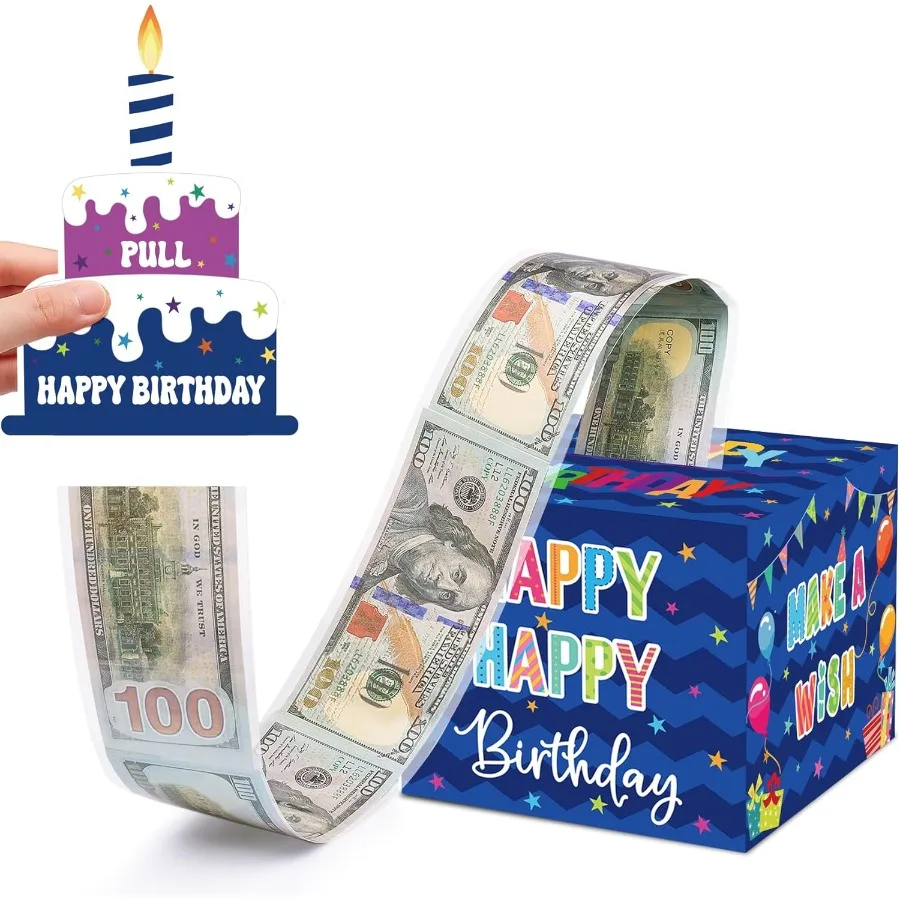 

Скринька для денег на день рождения для подарка на день рождения Подарочные коробки-сюрприз для денег Коробка для денег с выдвижной открыткой с днем рождения и 50 шт.