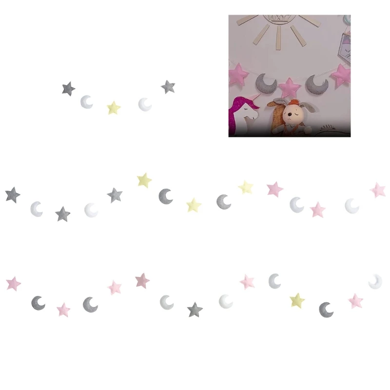 Newborn Photography Props Felt Moon and Star Props Baby Photoshooting Props Photo Backdrop Nursery Decors Shower Gift A2UB