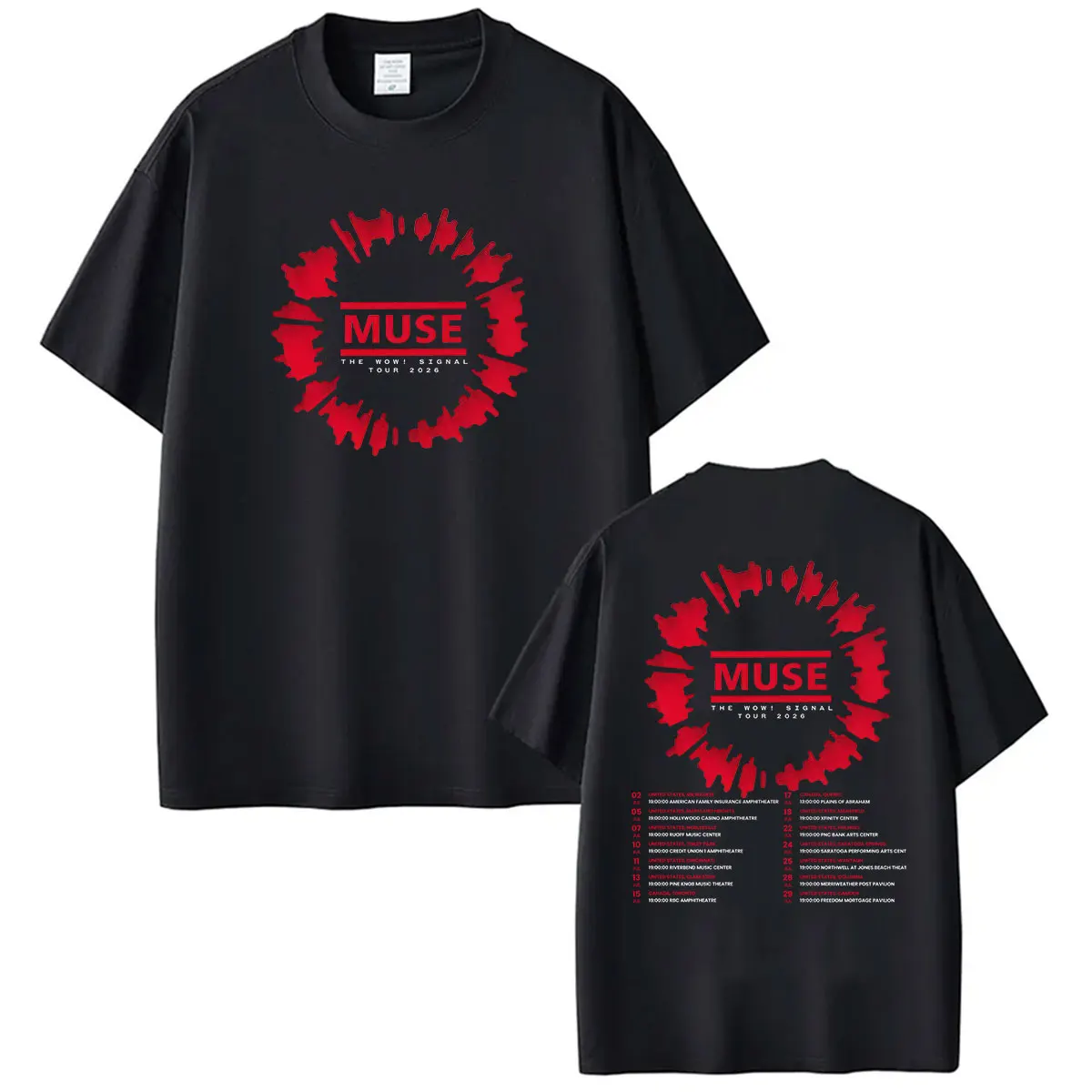 Rock Band MUSE The Wow! Signal Tour 2026 Fans T Shirt Men's Vintage Oversized Cotton T-shirt Man Hip Hop Gothic Clothing Tshirts