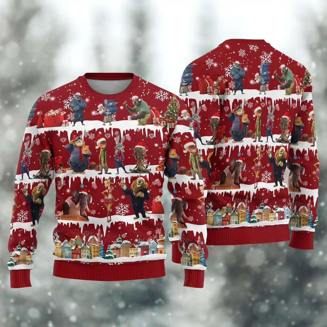 

2026 Зверополис, праздничный рождественский осенне-зимний пижамный комплект с капюшоном, Ник Джуди Начальный Bogo, наряд для взрослых и детей