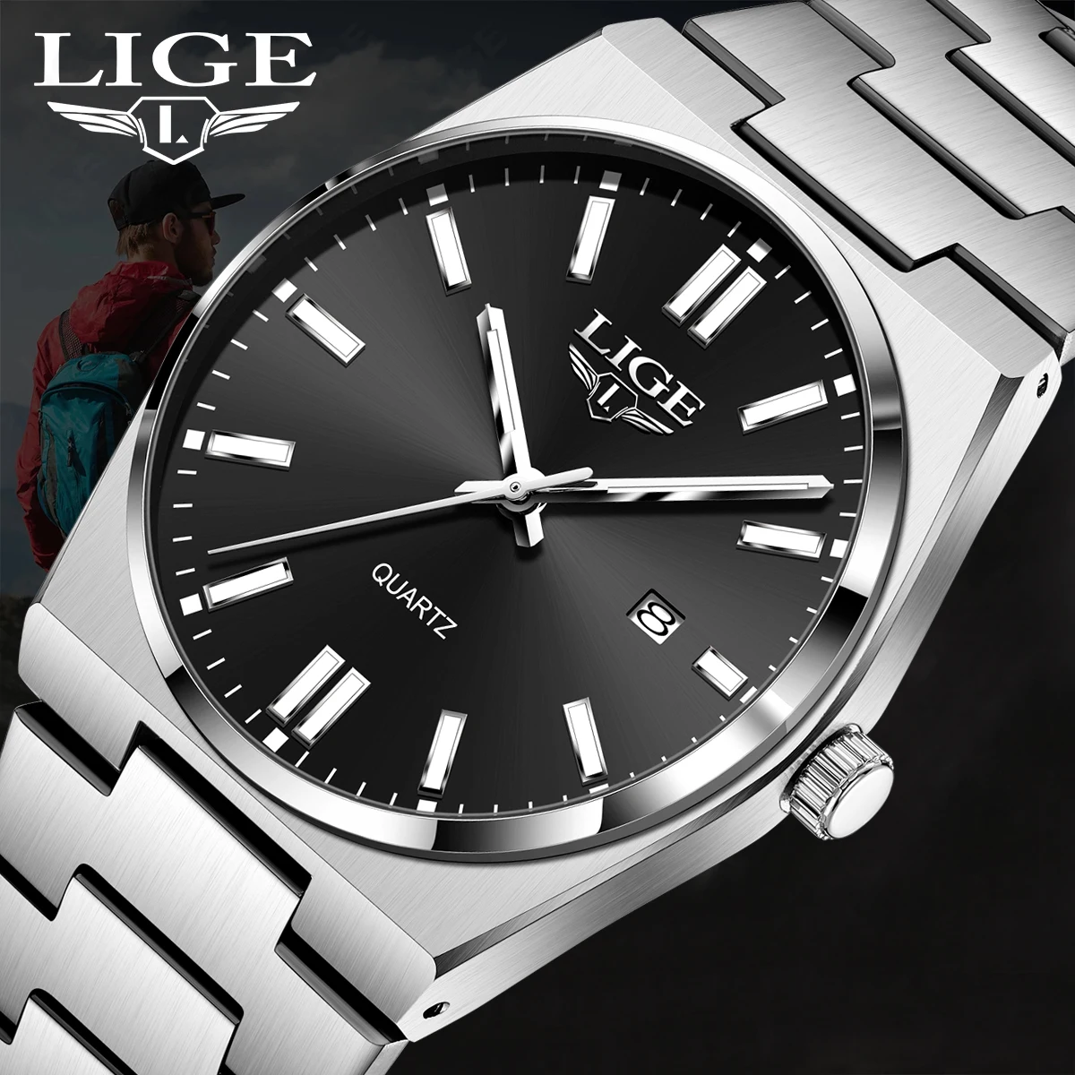 

LIGE New Men's Quartz Wristwatches Fashion Business Watch Men Military Sports Waterproof Date Chronograph Relogios Masculino